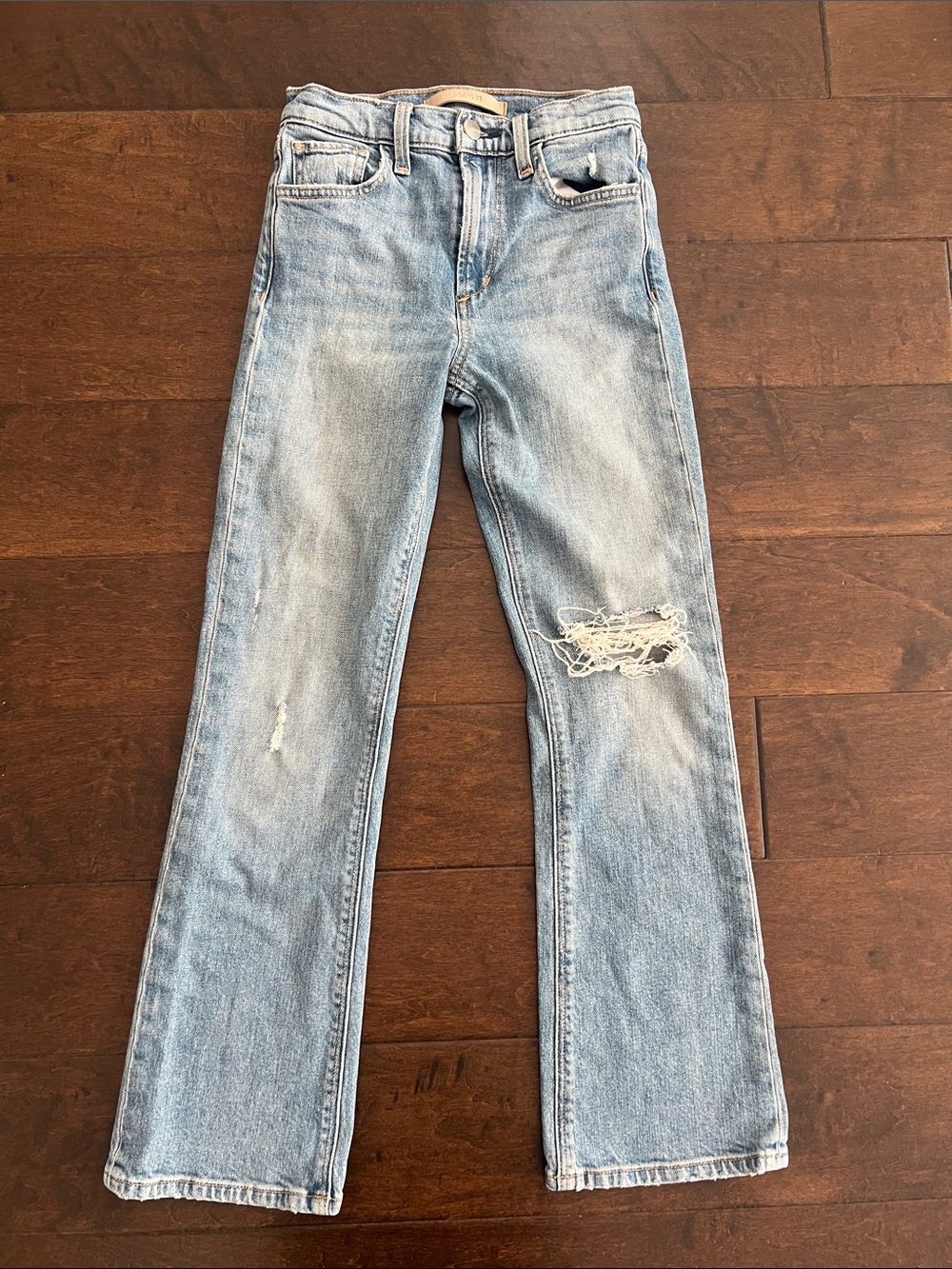 Joe's Jeans Light Blue Flare with Knee Distress